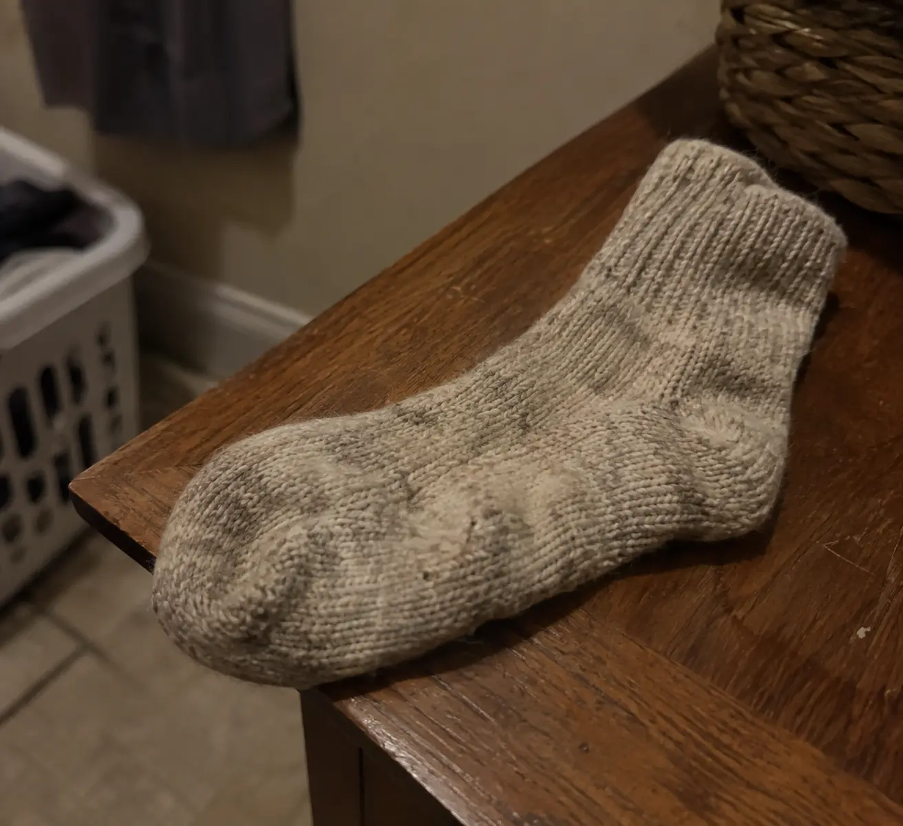The Borrowed Left: Wool blend, oatmeal