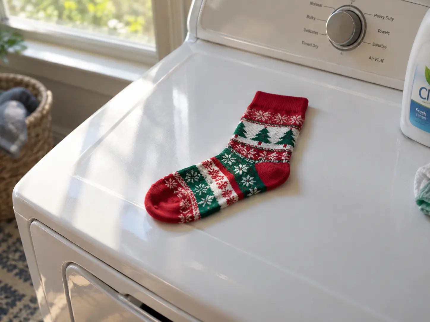 The Christmas Sock: Acrylic, printed, red and green